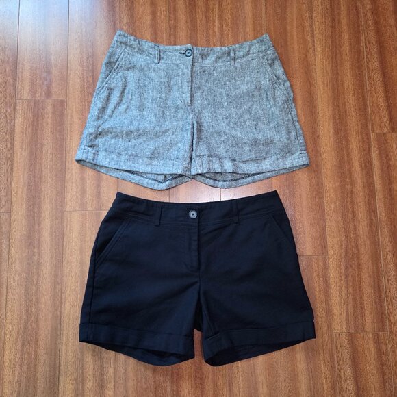 Apt. 9 Torie Midi Cuffed Shorts Bundle - Black & Gray - Size 8 Linen Blend - Picture 1 of 9